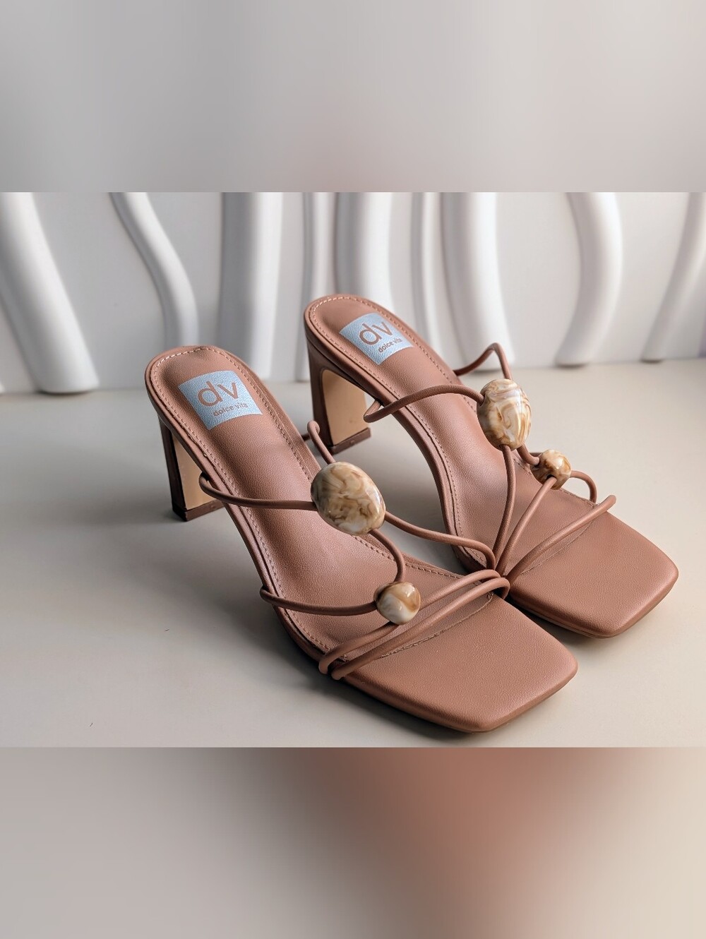 DV Dolce Vita Leesha Toffee Marble Stone Heel Sandals Size 8